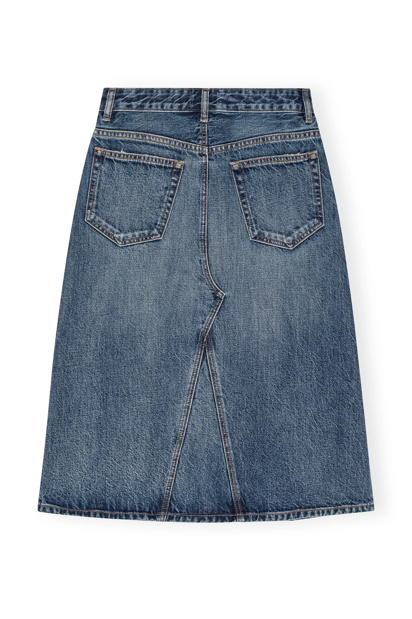 Heavy Washed Denim Midi Skirt | Dark Blue