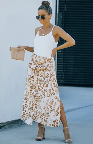 Leopard Print Knot Front Maxi Chiffon  Skirt
