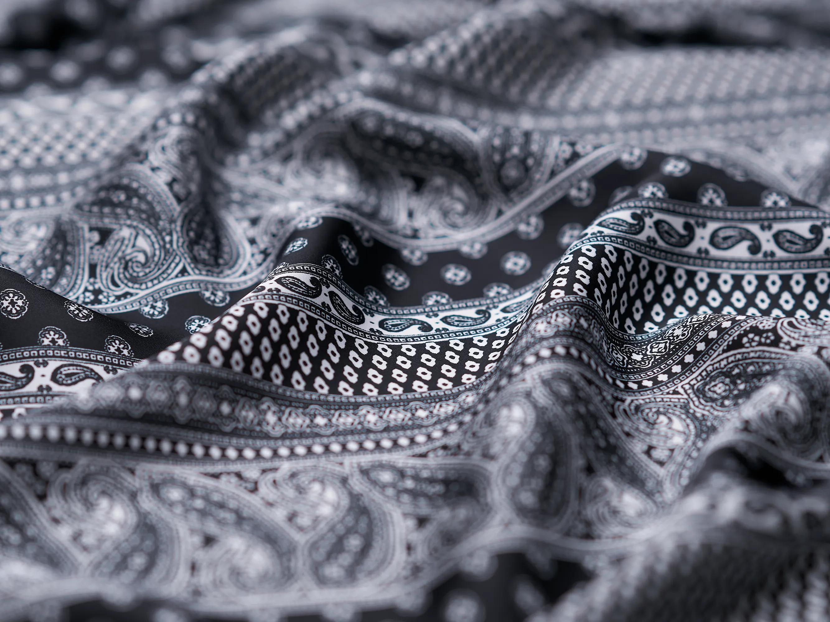 Lightweight  satin  fabric by the yard - Paisley    print