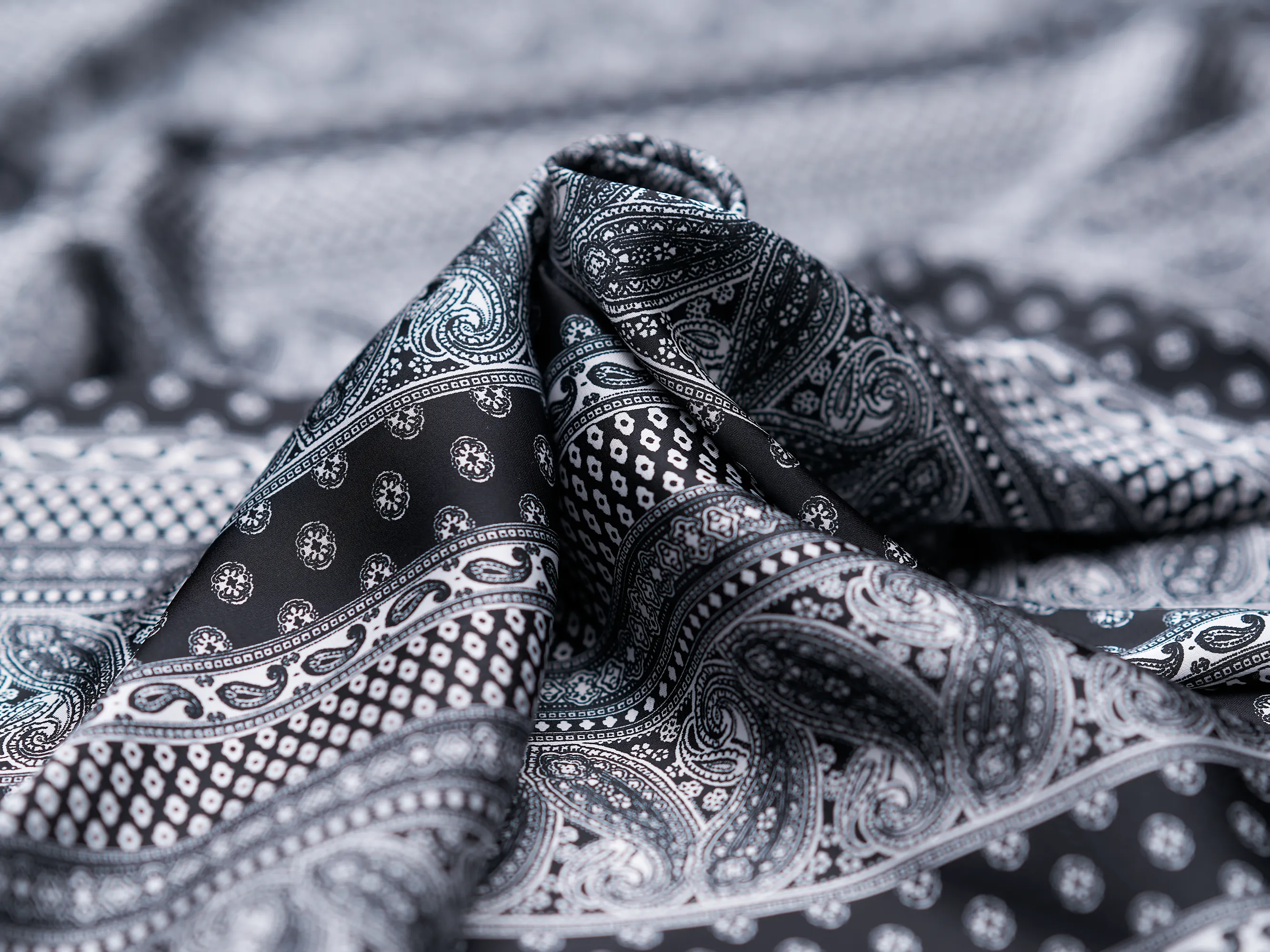 Lightweight  satin  fabric by the yard - Paisley    print