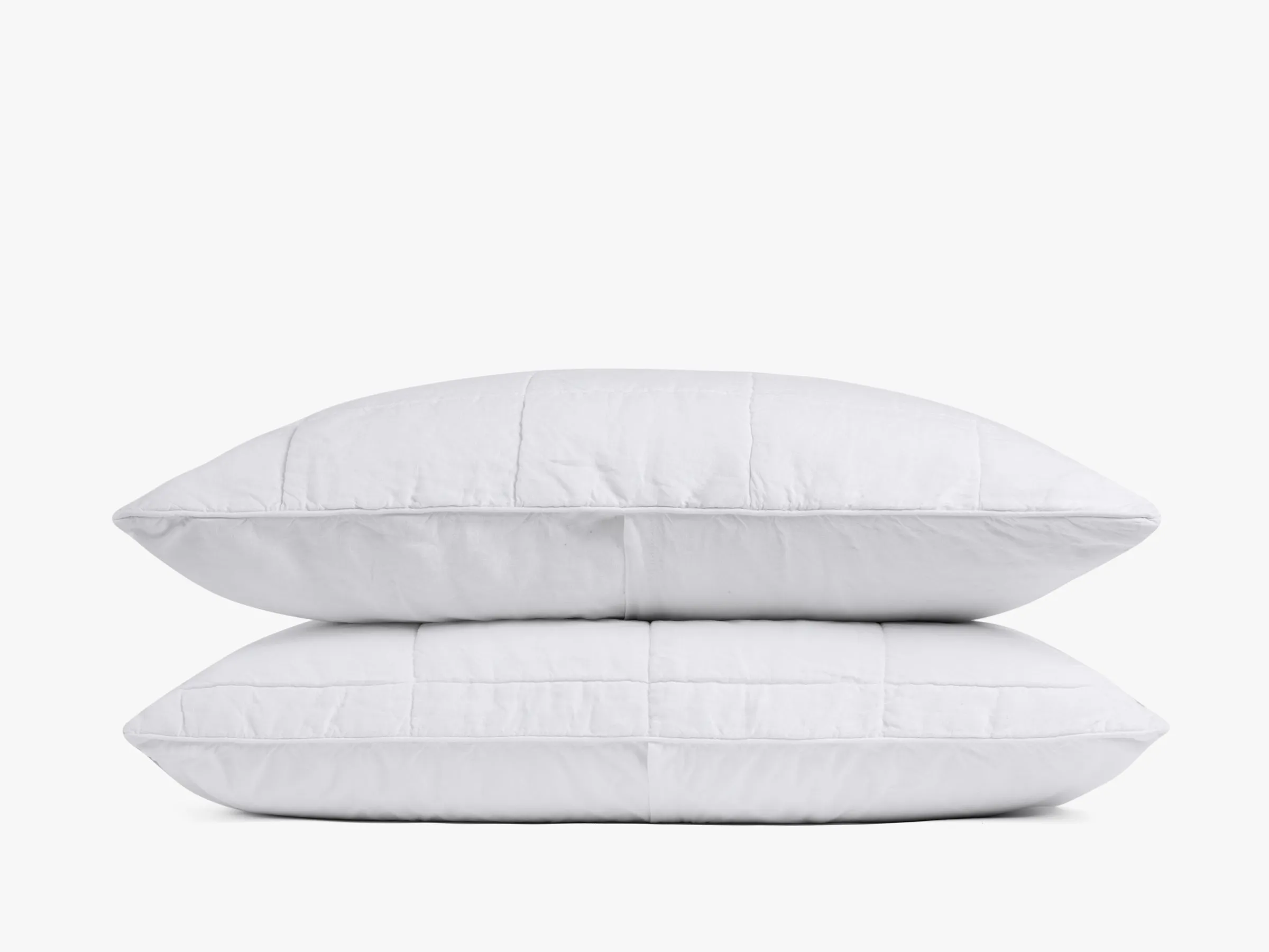 Linen Box Quilted Sham Set (White)