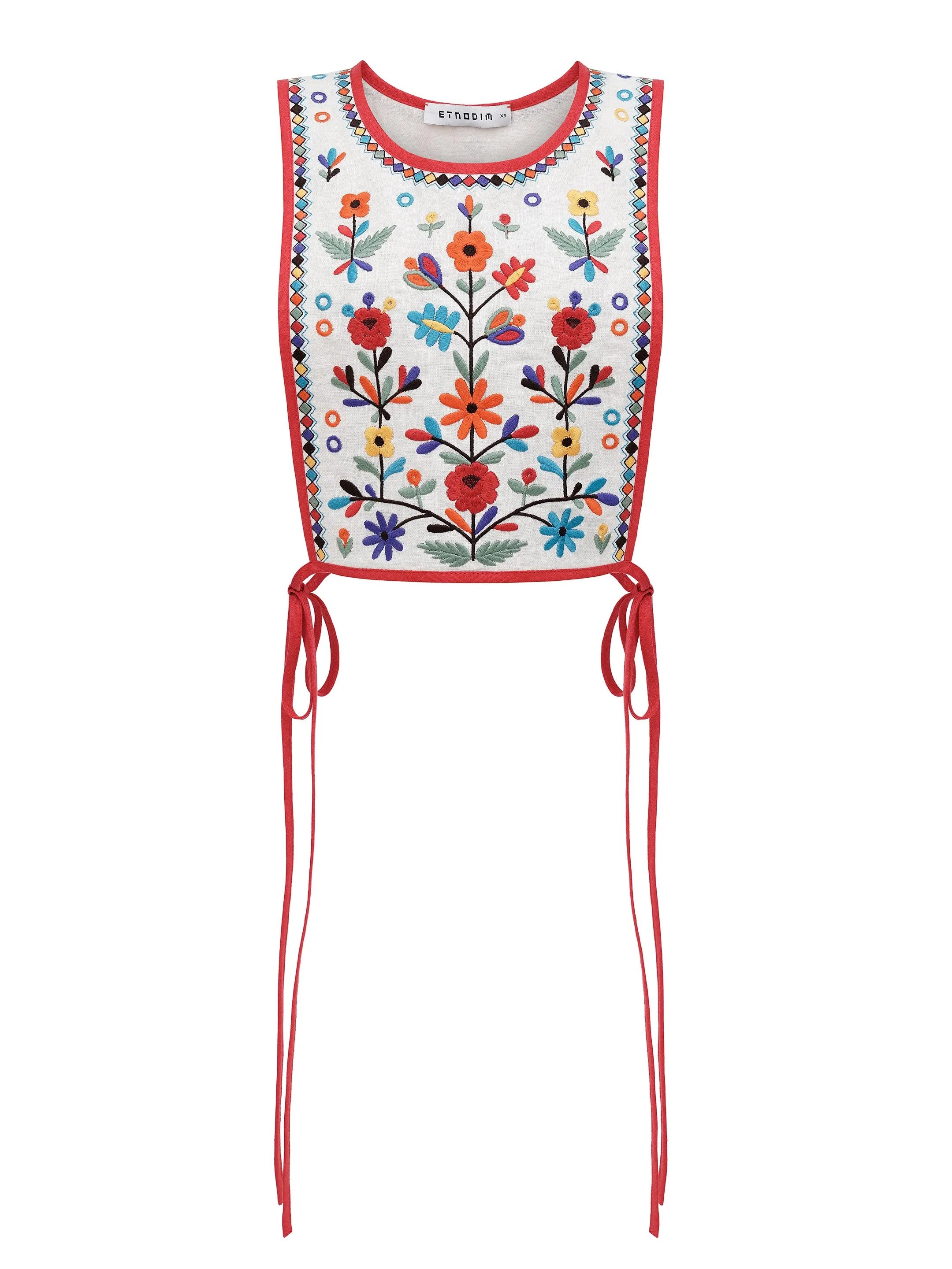 Linen embroidered vest with ties Yaryna