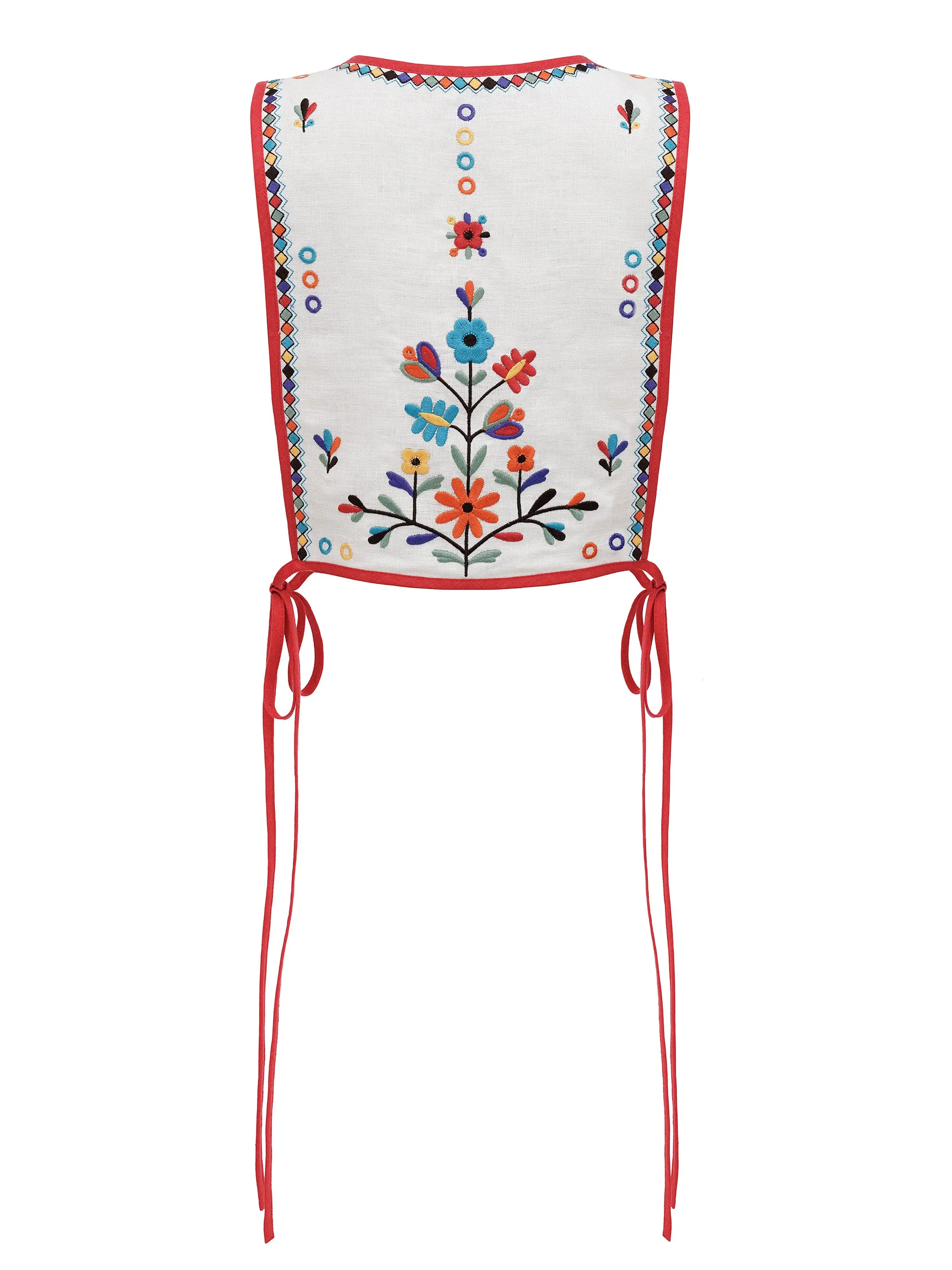 Linen embroidered vest with ties Yaryna