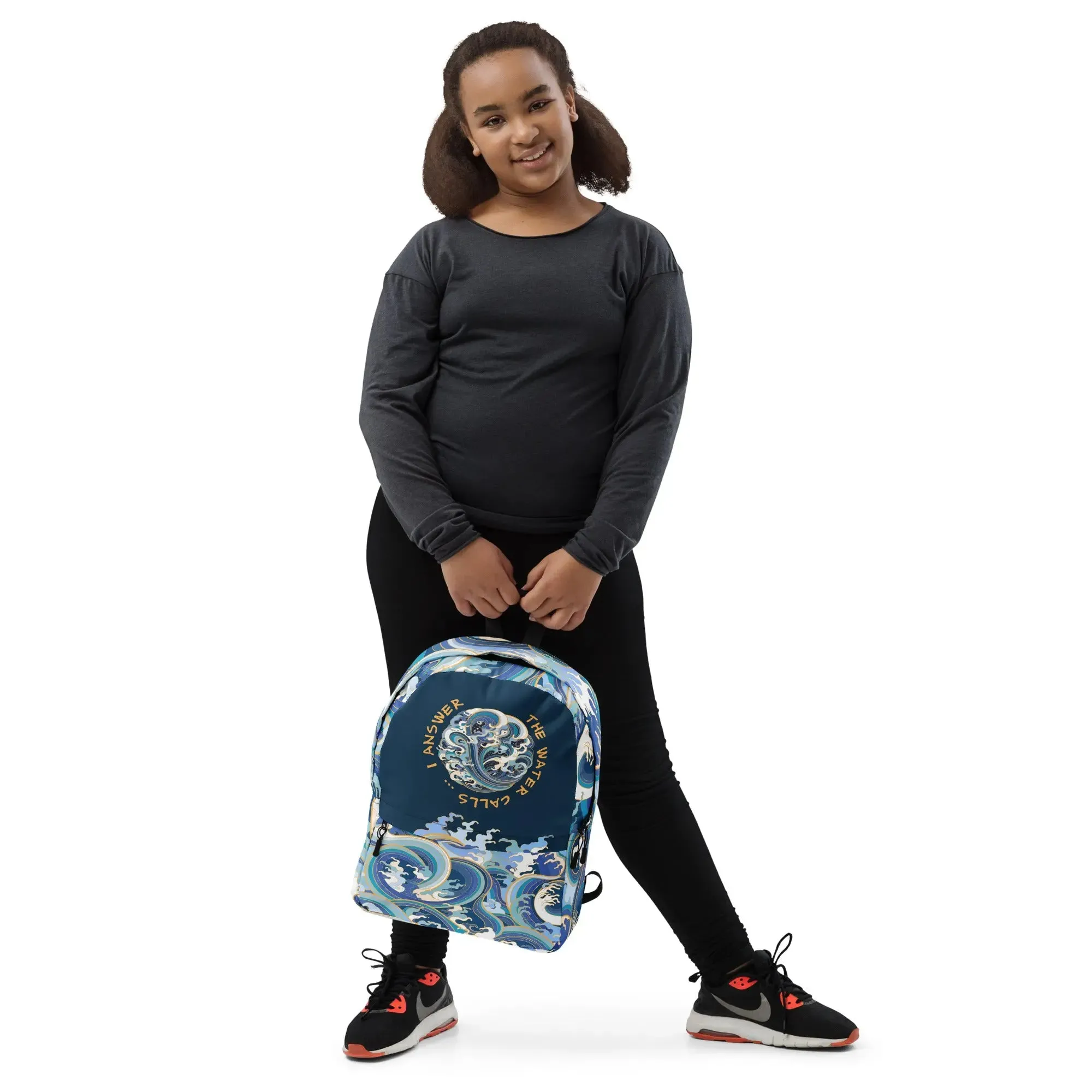 Minimalist Fashion Backpack, "Ocean One" Crashing Waves design.