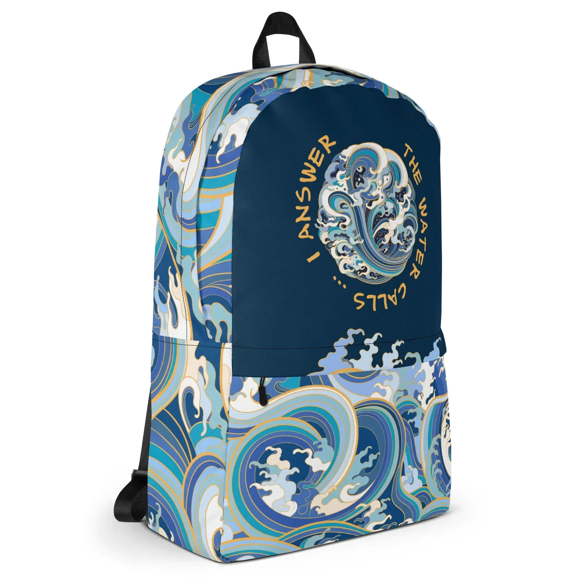 Minimalist Fashion Backpack, "Ocean One" Crashing Waves design.
