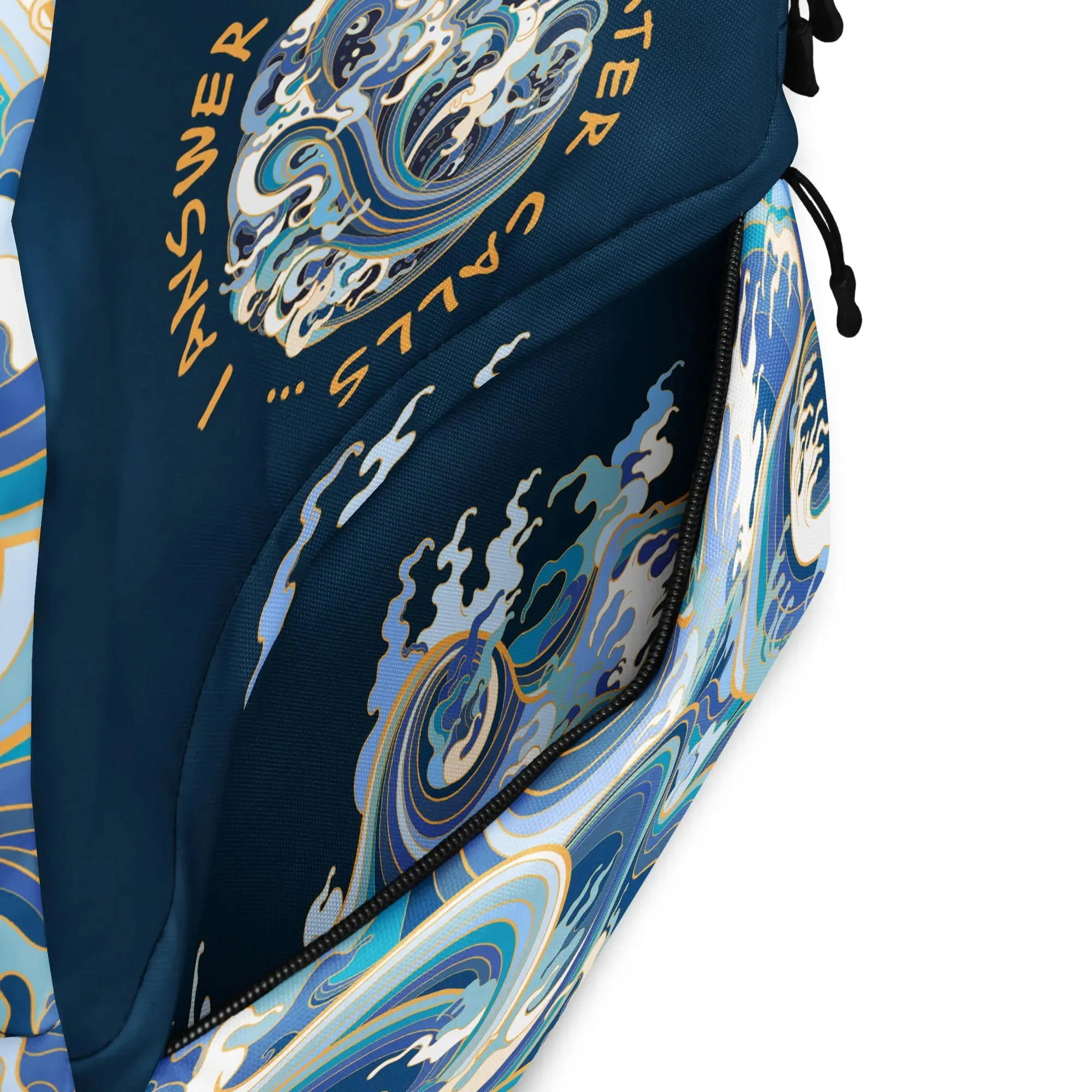 Minimalist Fashion Backpack, "Ocean One" Crashing Waves design.