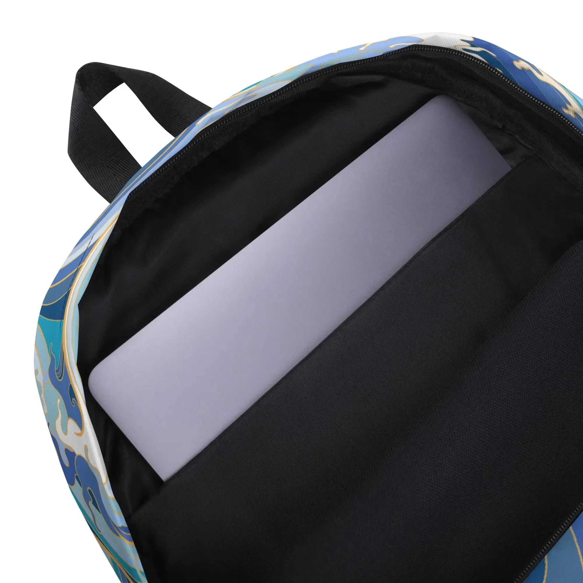 Minimalist Fashion Backpack, "Ocean One" Crashing Waves design.