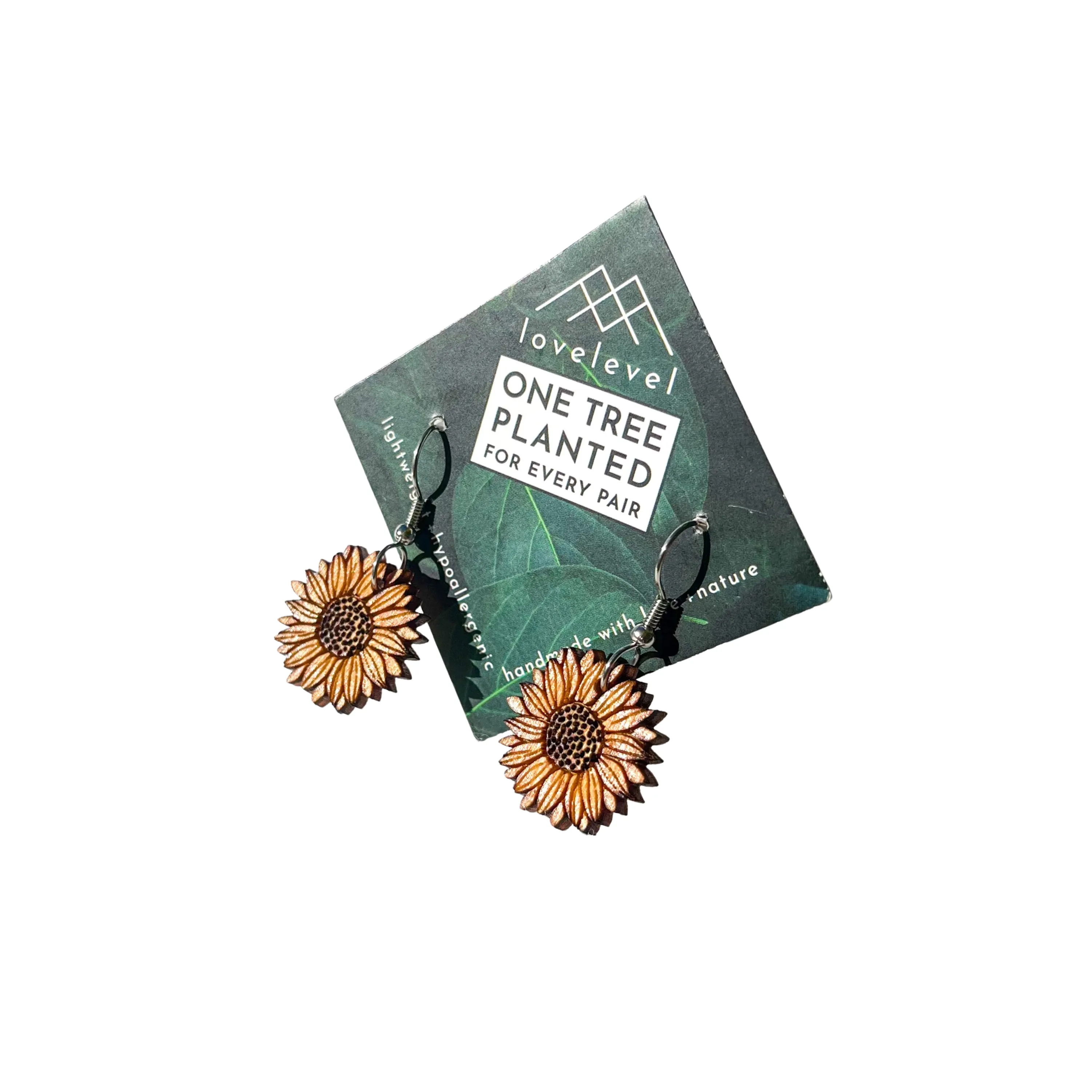 Natural Wood Earrings | SUNFLOWER
