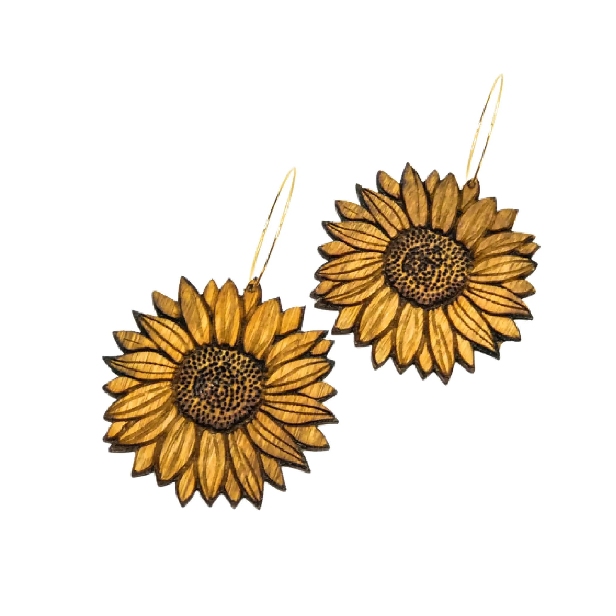 Natural Wood Earrings | SUNFLOWER