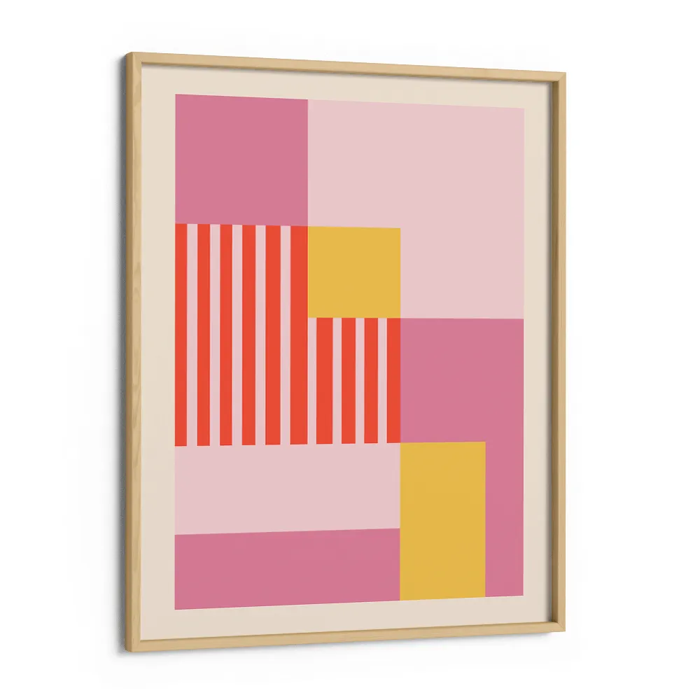 Peach Colour Block Abstract Prints