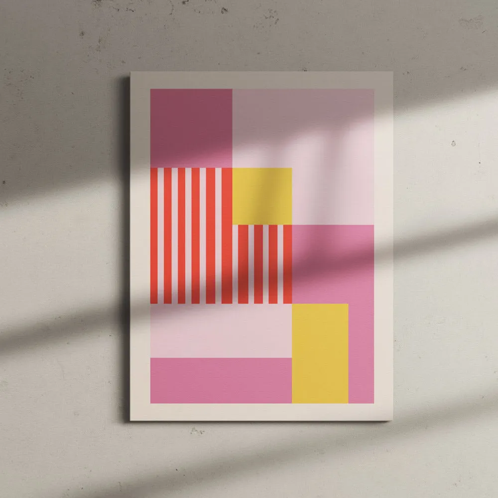 Peach Colour Block Abstract Prints