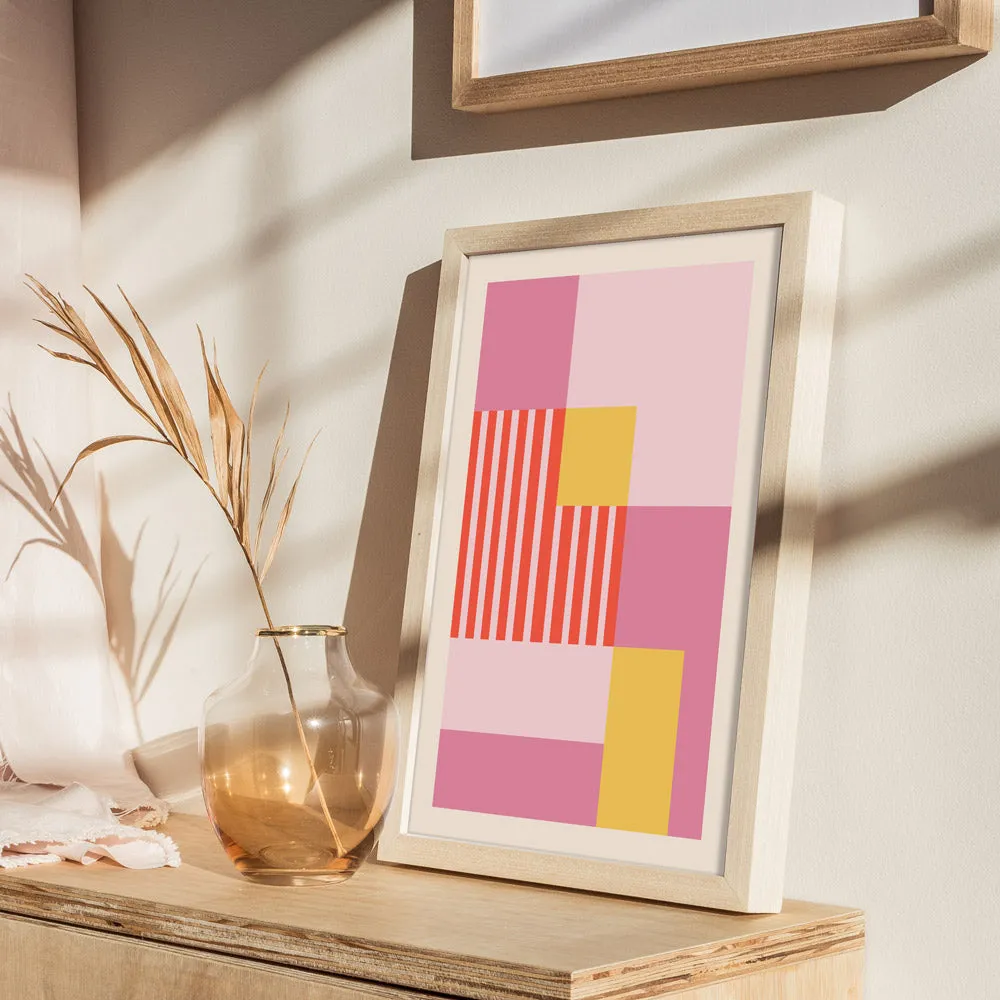 Peach Colour Block Abstract Prints