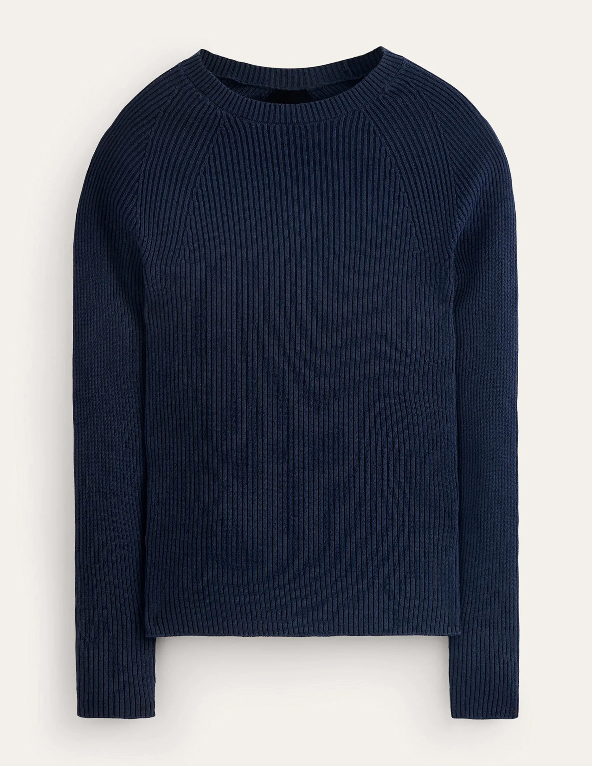 Ribbed Cotton Jumper-Navy