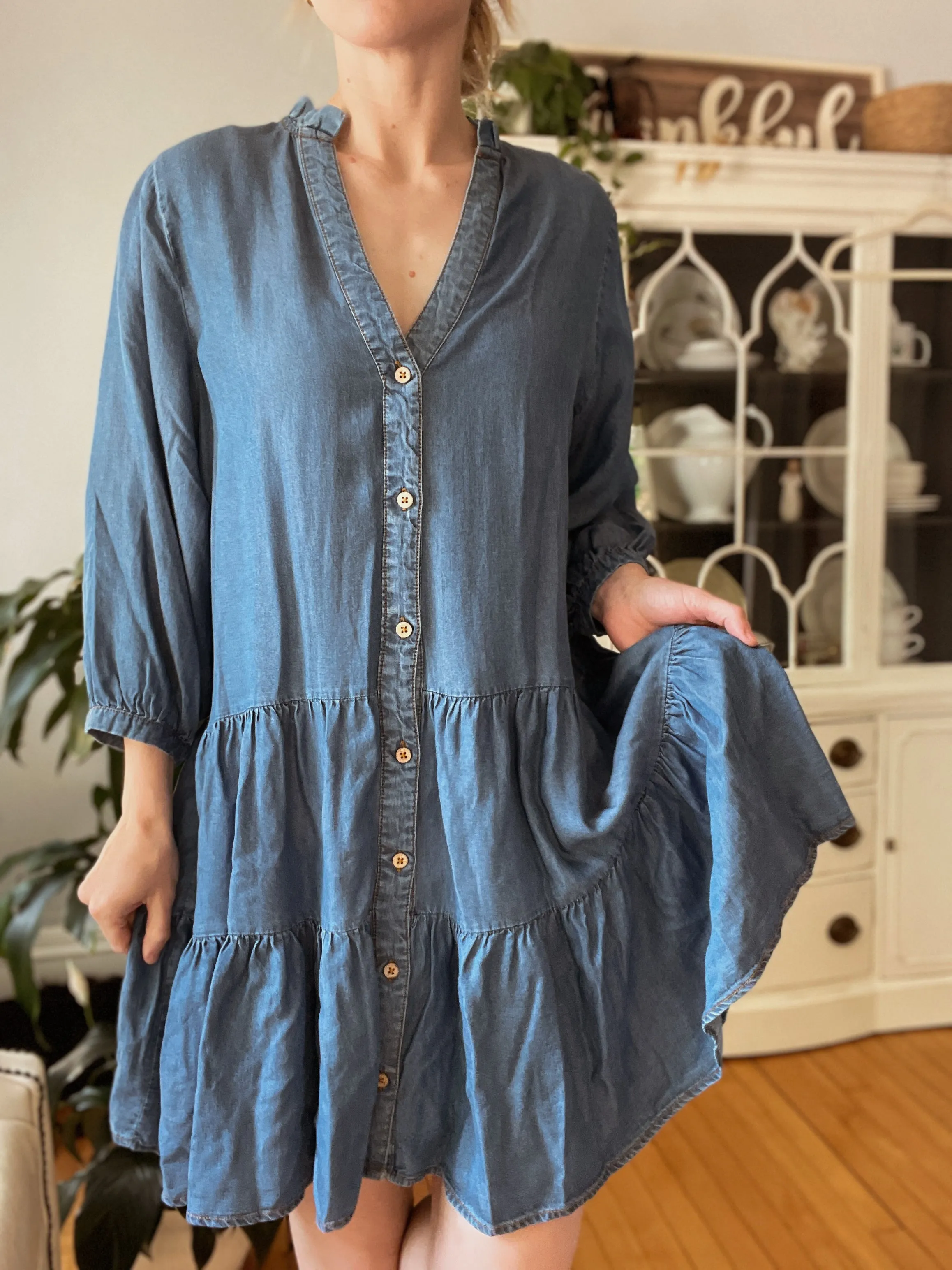 Tencel Babydoll Shirt Dress